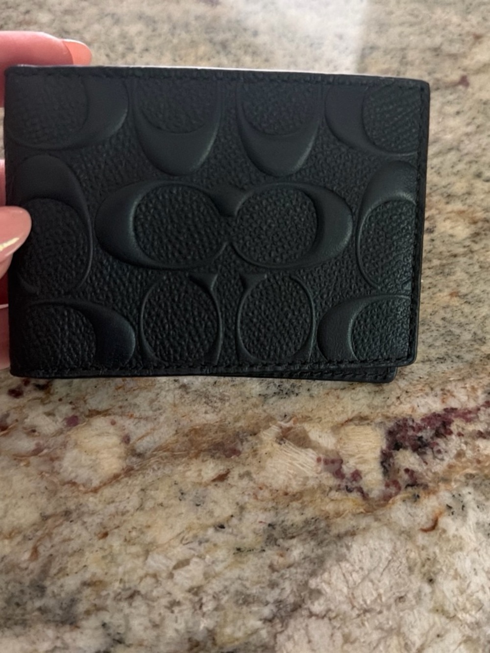 Coach new Embossed Leather ID/cardholder in Black